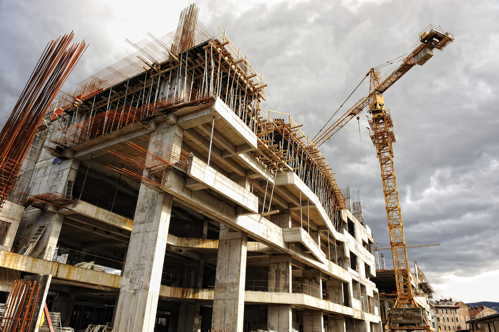 Construction site with crane and building in New Jersey